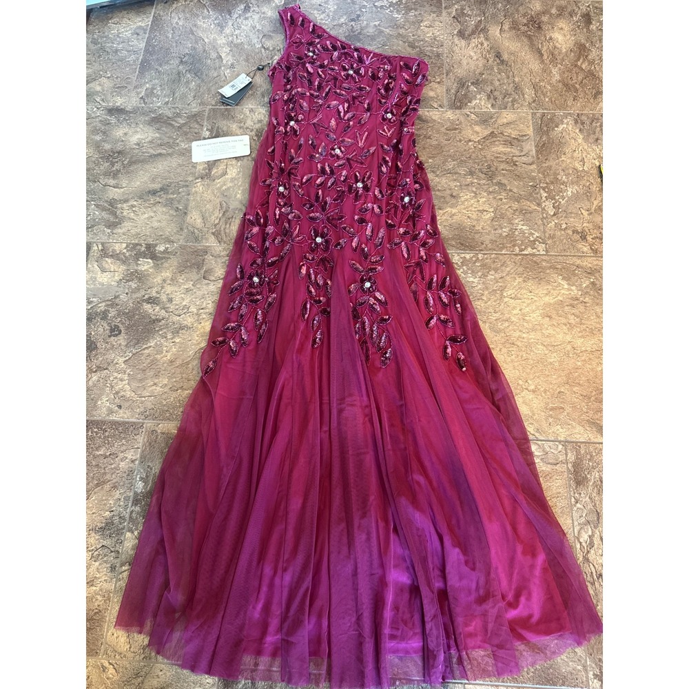 NWT SOLD OUT $299 Adrianna Papell  Beaded One Shoulder‎ Formal Dress Size 12